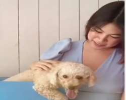 She enjoys playing with her dog whom she has named Chicken.